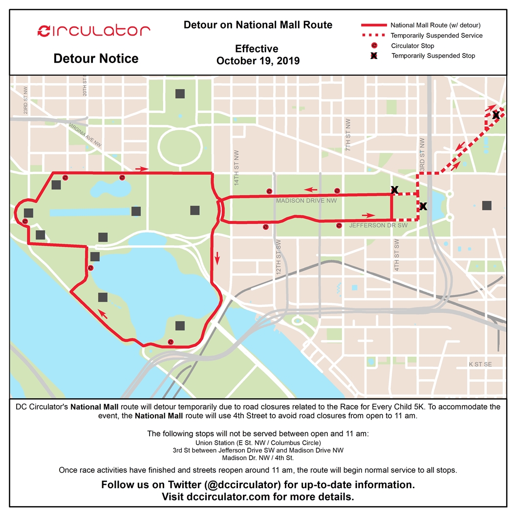 Service Alert DC Circulator to Modify Service on National Mall Route